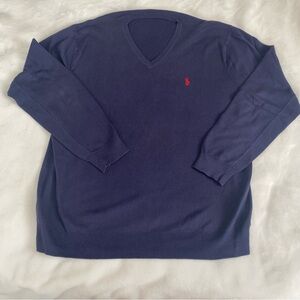 Men's Navy Blue Polo Ralph Lauren V-Neck Sweater